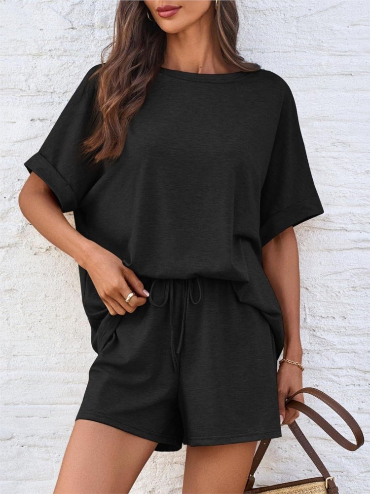 Summer Clothing Girls - Lady Casual Set Fashion Solid Loose