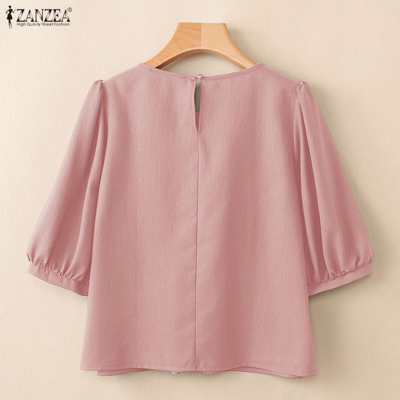 ZANZEA 2026 Woman Pintuck Blou - Summer Clothing Work recension och pris
