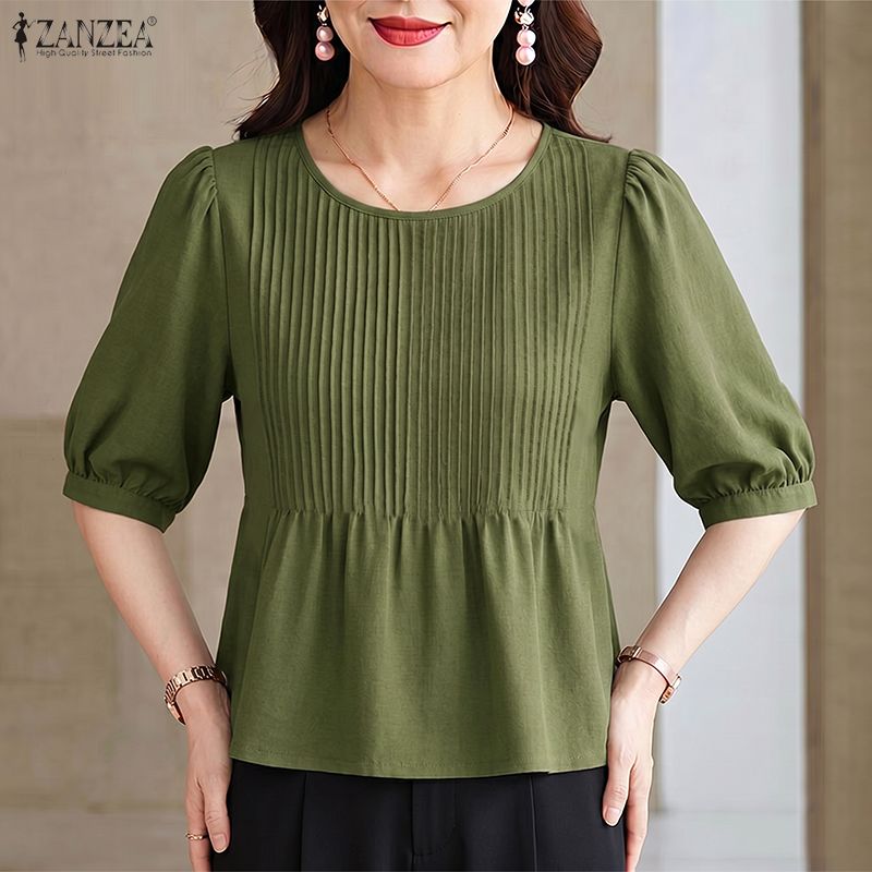 ZANZEA 2026 Woman Pintuck Blou - Summer Clothing Work recension och pris