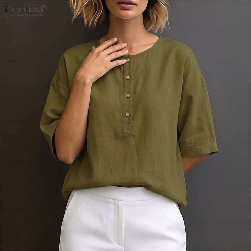 Women Summer Solid Color Blous - Summer Clothing Work recension och pris