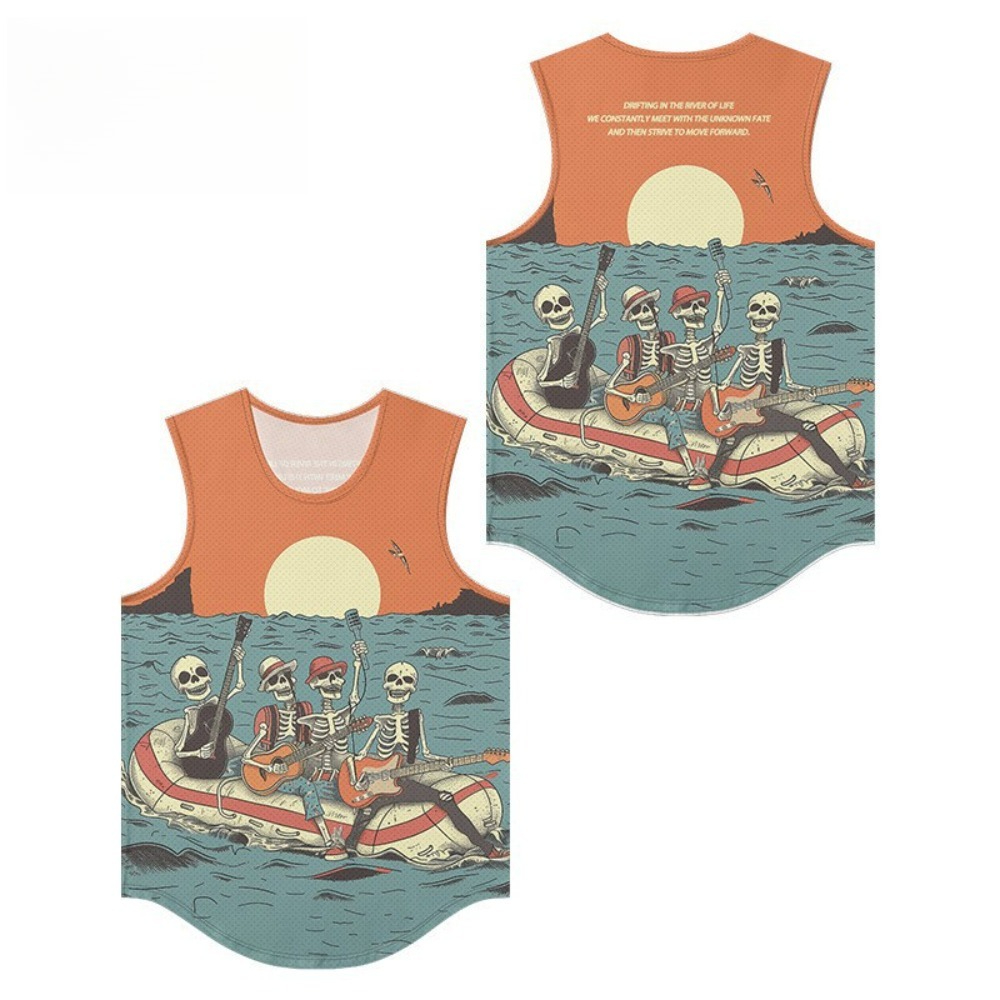Skeleton Band Printed Men Vest - Summer Clothing Essentials Men recension och pris