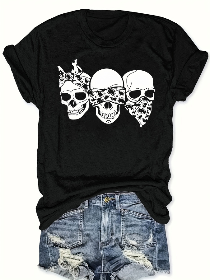 Happy Cartoon Skull T-Shirt, L - Summer Clothing Trends 2025 Women'S recension och pris