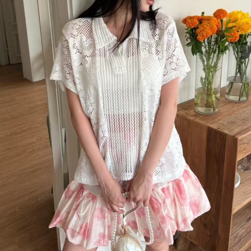 Retro  Collar Lace Shirt Women - Summer Clothing Online Shopping recension och pris