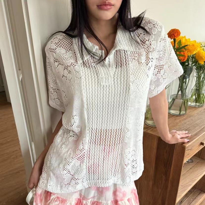 Retro  Collar Lace Shirt Women - Summer Clothing Online Shopping recension och pris
