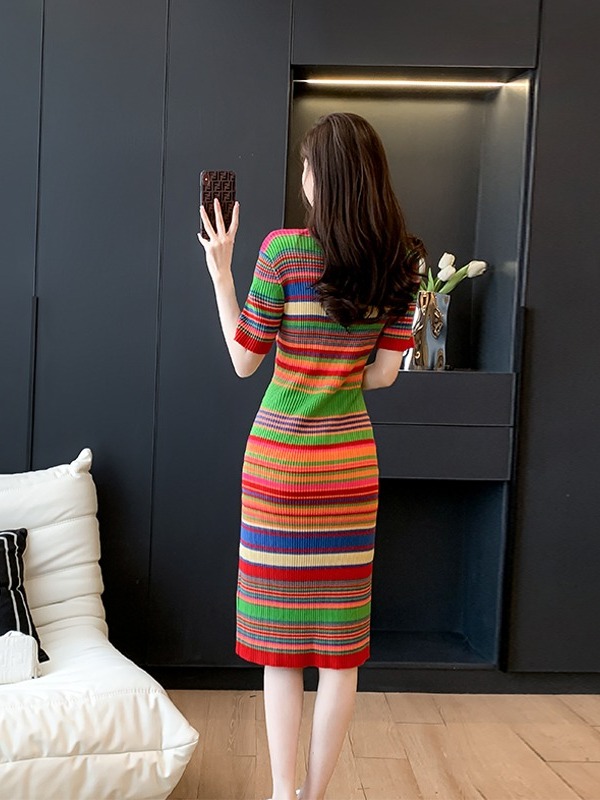 Retro round Neck  Striped Dres - Summer Line Clothing Brand recension och pris